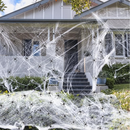 Halloween Scary Party Decoration Spiders & Stretchy Cobweb