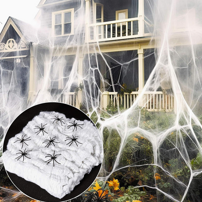 Halloween Scary Party Decoration Spiders & Stretchy Cobweb