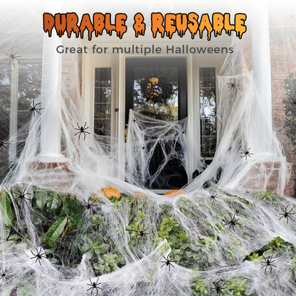 Halloween Scary Party Decoration Spiders & Stretchy Cobweb