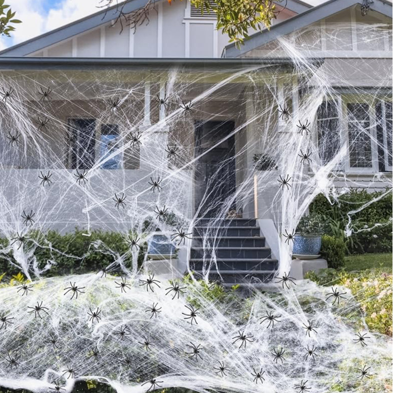 Halloween Scary Party Decoration Spiders & Stretchy Cobweb
