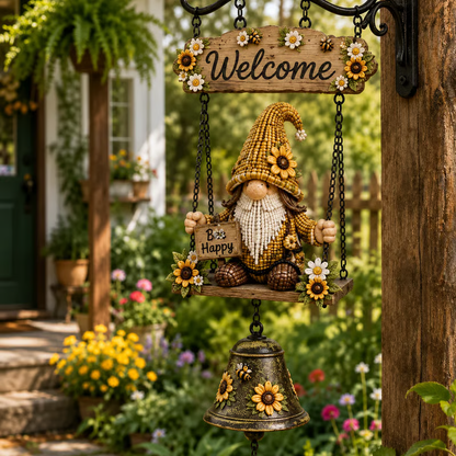 🥳2026 HOT SALE🥳💞50K+ SOLD! 🔔🧙‍♂️ 50% OFF! Gnome Welcome Doorbell Outdoor Decor – Charming gnome figure with clear melodic bell. Durable zinc alloy, weatherproof & easy to hang – a whimsical welcome for every guest! 🏠✨