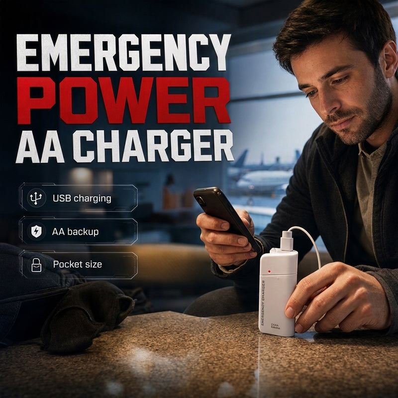 Portable Emergency Phone Charger AA Battery Powered Power Bank with LED Flashlight