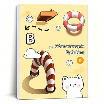 Kids 3D Stereoscopic Tracing Drawing Book with Coloring and Paper Cutting Activities