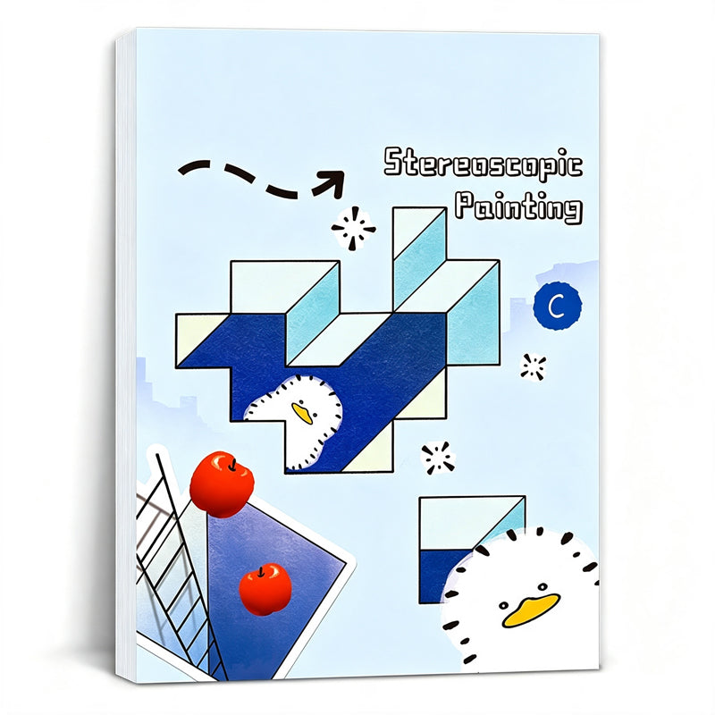 Kids 3D Stereoscopic Tracing Drawing Book with Coloring and Paper Cutting Activities