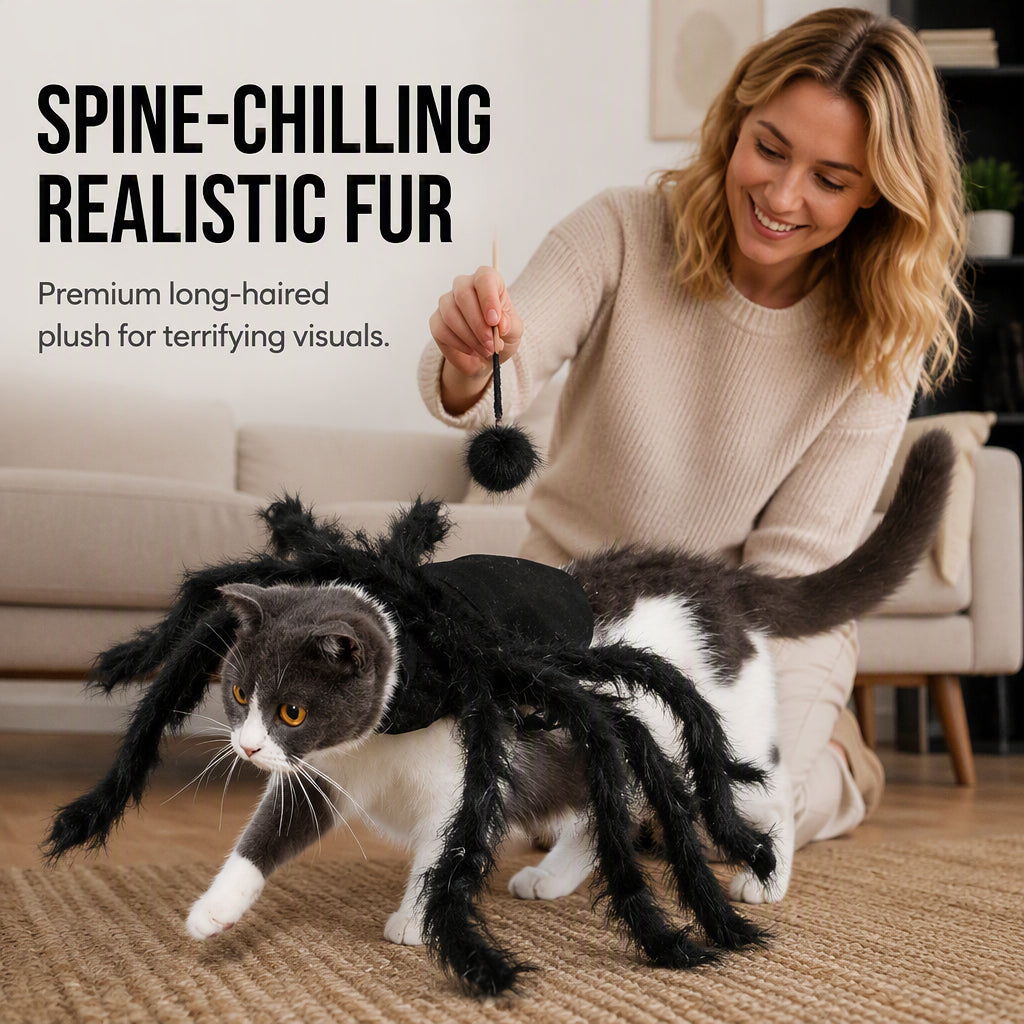 Halloween Pet Spider Costume Scary Plush Dog Cat Transformation Outfit