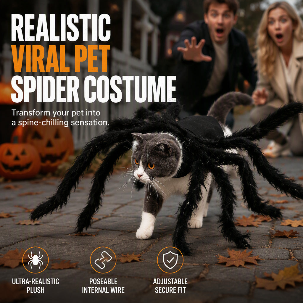 Halloween Pet Spider Costume Scary Plush Dog Cat Transformation Outfit