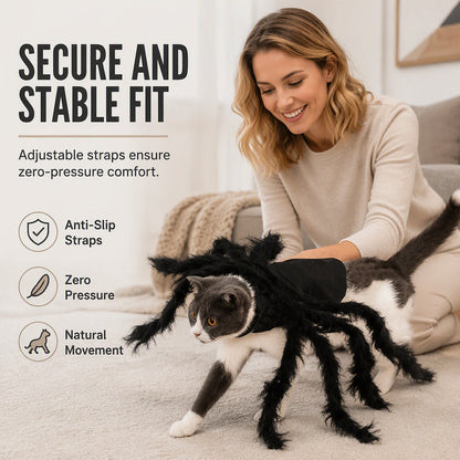 Halloween Pet Spider Costume Scary Plush Dog Cat Transformation Outfit