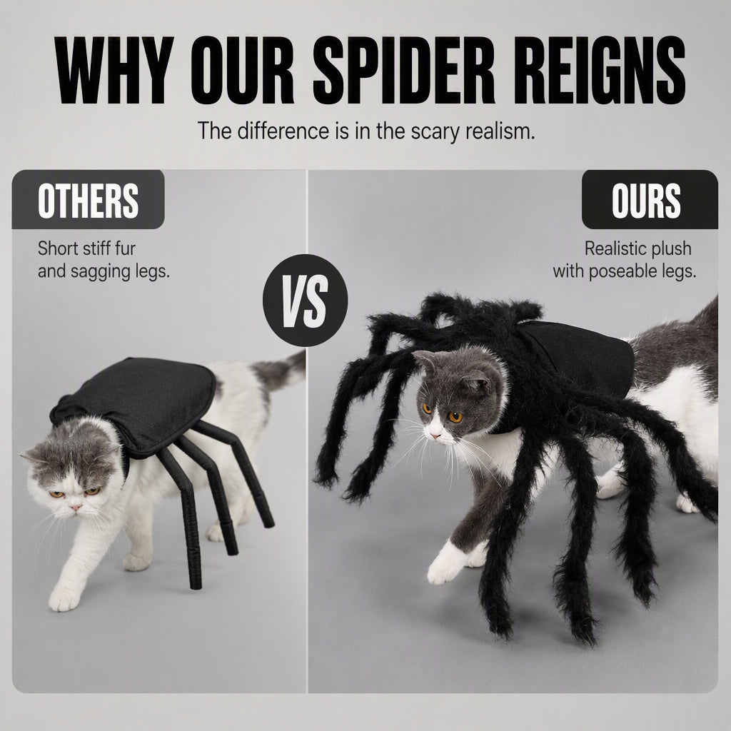Halloween Pet Spider Costume Scary Plush Dog Cat Transformation Outfit