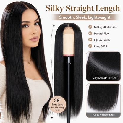 Pre-Plucked Straight Lace Wig – Natural Hairline & Heat-Resistant Design, No More Fake Look