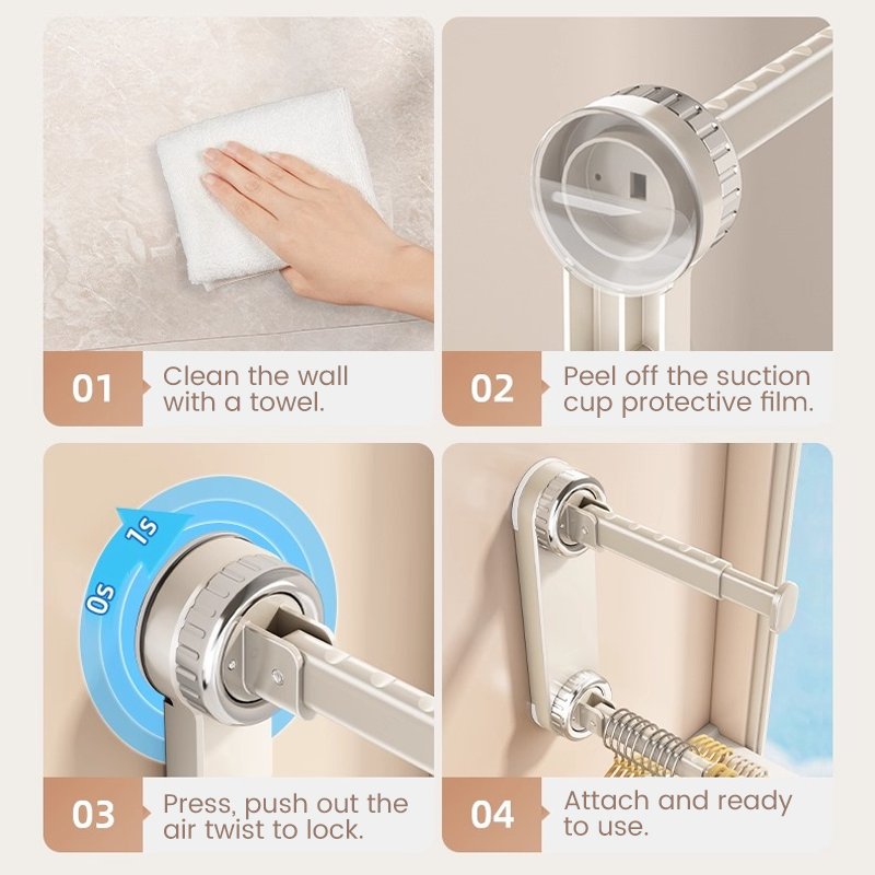 Foldable Telescopic Suction-Cup Hanger Rack