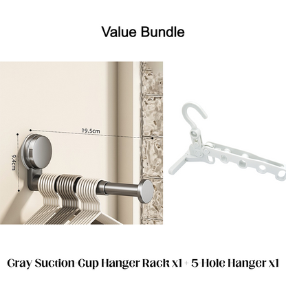 Foldable Telescopic Suction-Cup Hanger Rack