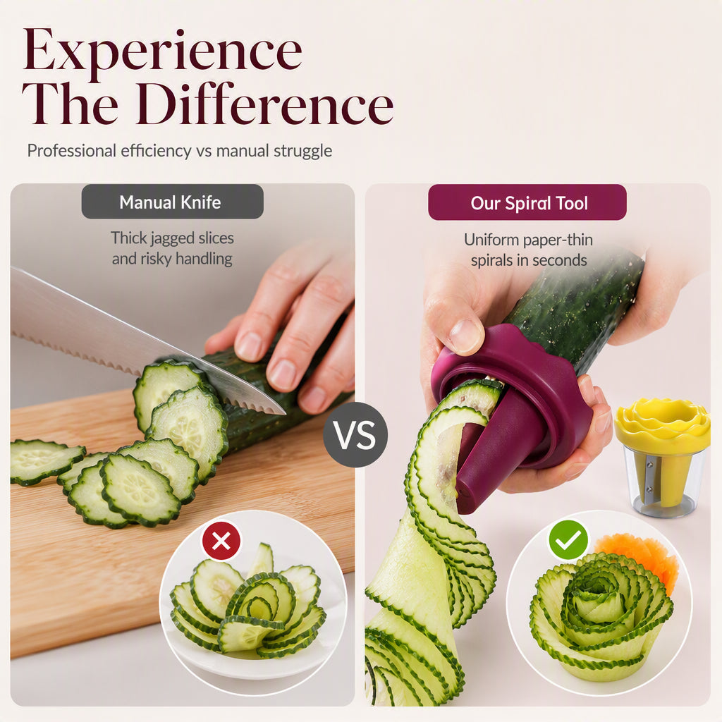 Manual Vegetable Spiralizer and Curler for Rose Flower Carving