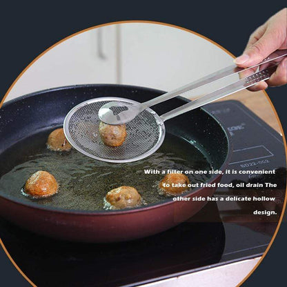 🍳 LIMITED-TIME BOGO 🍃 2-in-1 Stainless Steel Strainer Clamp — Fine Mesh Filter & Tong, Oil Drain