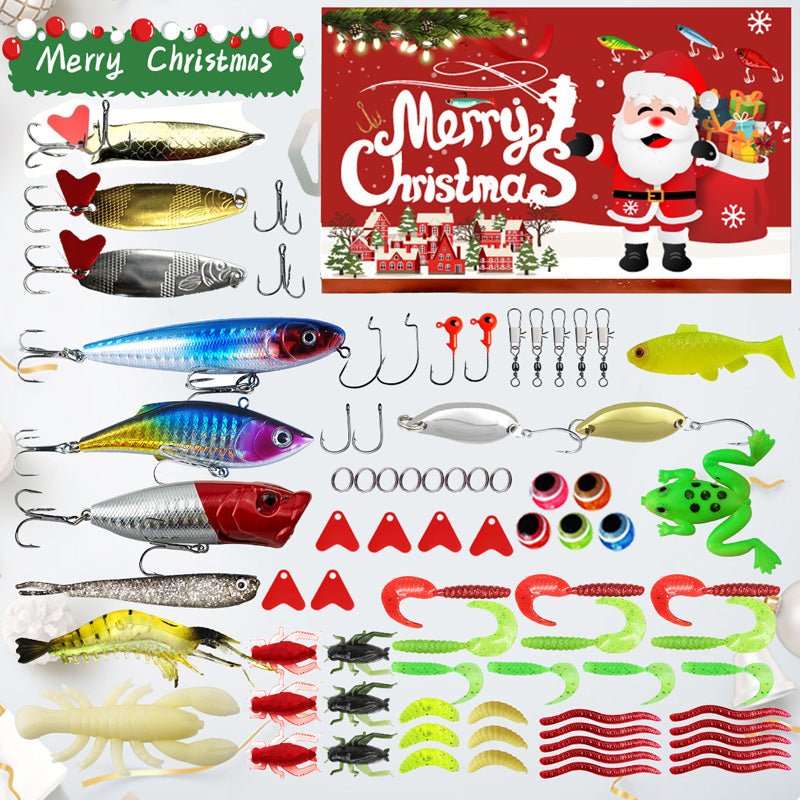 Christmas Fishing Lure Advent Calendar Blind Box Set with Minnow Popper Spoons