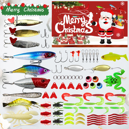 Christmas Fishing Lure Advent Calendar Blind Box Set with Minnow Popper Spoons