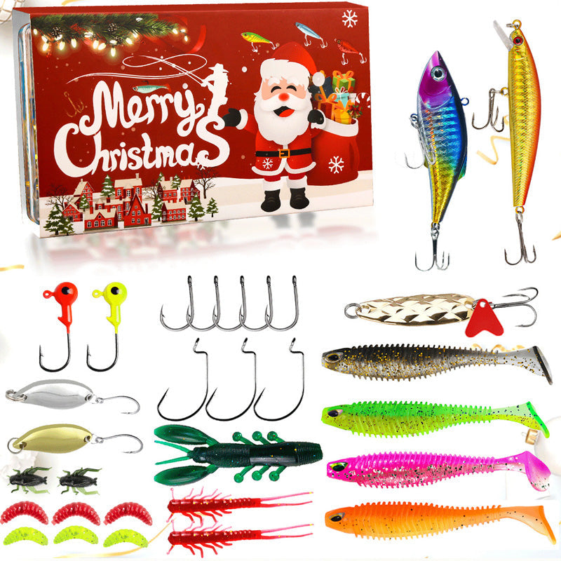 Christmas Fishing Lure Advent Calendar Blind Box Set with Minnow Popper Spoons