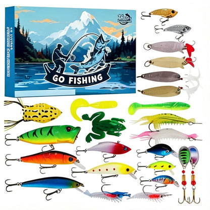 Christmas Fishing Lure Advent Calendar Blind Box Set with Minnow Popper Spoons
