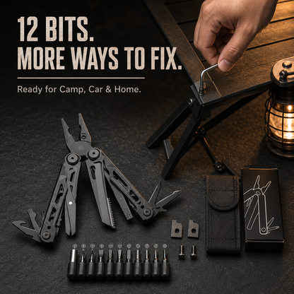 ⏳🔥LIMITED-TIME 50% OFF! ⏰🔧 Heavy‑Duty Folding Multi‑Tool Pliers, Portable Multi‑Function Survival Tool with Knife, Screwdriver, with Carry Pouch for Camping, Outdoor, Home Emergency Repair
