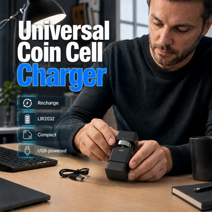 Recharge Coin Batteries Anywhere! Pocket USB-C One-Button Charger