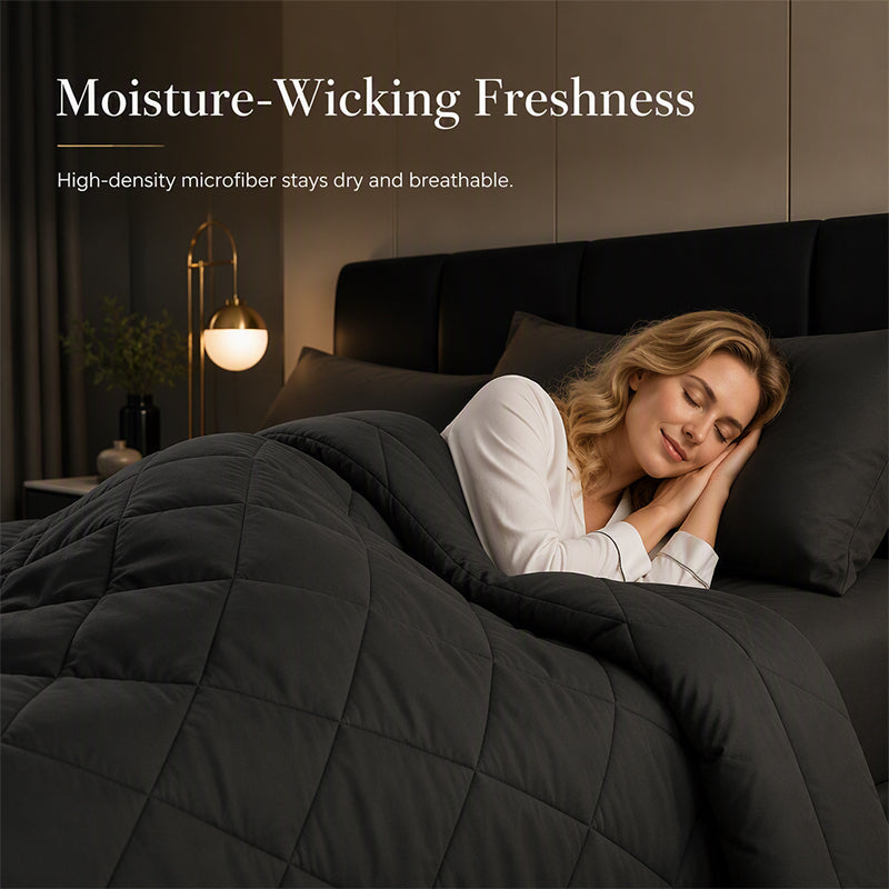 🛏️ Brushed Microfiber Comforter Set: Diamond Quilting, Moisture-Wicking, All-Season, with 2 Pillowcases