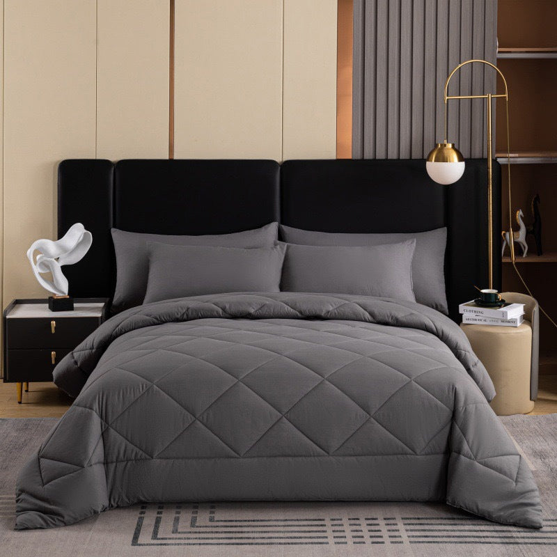 🛏️ Brushed Microfiber Comforter Set: Diamond Quilting, Moisture-Wicking, All-Season, with 2 Pillowcases