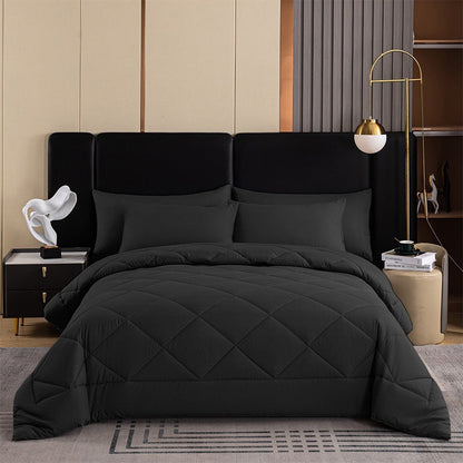 🛏️ Brushed Microfiber Comforter Set: Diamond Quilting, Moisture-Wicking, All-Season, with 2 Pillowcases