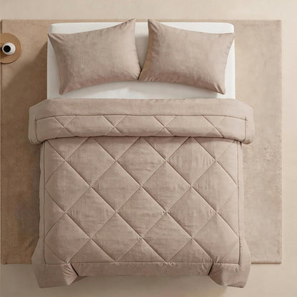 🛏️ Brushed Microfiber Comforter Set: Diamond Quilting, Moisture-Wicking, All-Season, with 2 Pillowcases