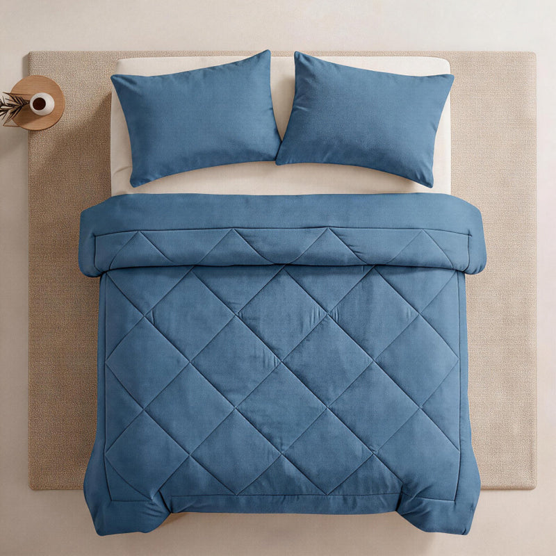 🛏️ Brushed Microfiber Comforter Set: Diamond Quilting, Moisture-Wicking, All-Season, with 2 Pillowcases