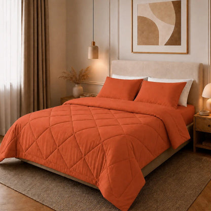 🛏️ Brushed Microfiber Comforter Set: Diamond Quilting, Moisture-Wicking, All-Season, with 2 Pillowcases