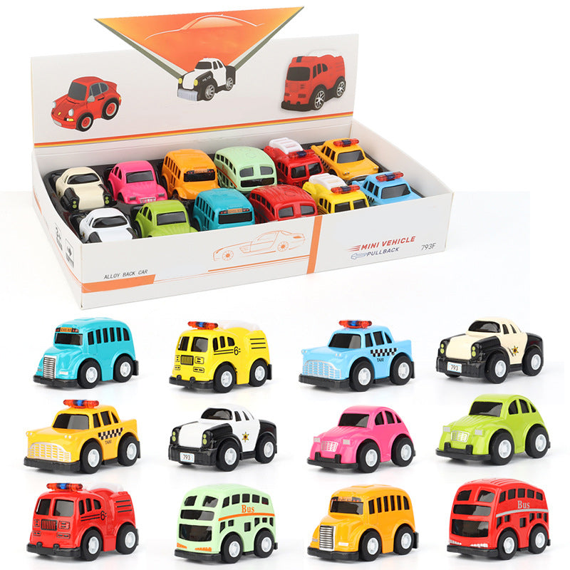 12-Pack Cartoon Mini Toy Car Set