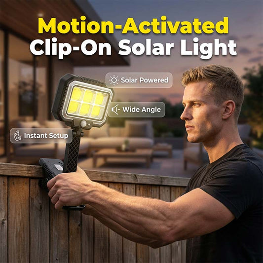 ☀️50% OFF NOW! Clip‑On Solar Motion Sensor Light‑Wide‑Angle Solar‑Powered Security LED Lamp, Instant Setup Outdoor Clip Light for Fence, Patio & Garden