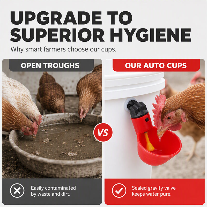 Gravity-Fed Automatic Chicken Waterer Cups