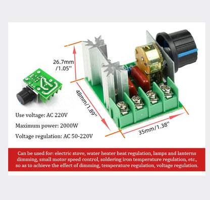 ❄️Summerfresh 50% OFF!⚡2000W AC Voltage Regulator Module – Rotary Power Controller for Compatible Resistive Loads & Brushed Motors