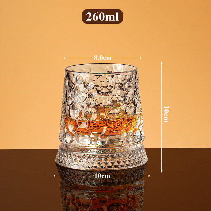 🥃50% OFF NOW! 360° Rotating Whiskey Glass Tumbler – Vintage Embossed Crystal Spinning Old Fashioned Glass, Luxury Rotatable Cocktail Glass for Bar, Home & Party