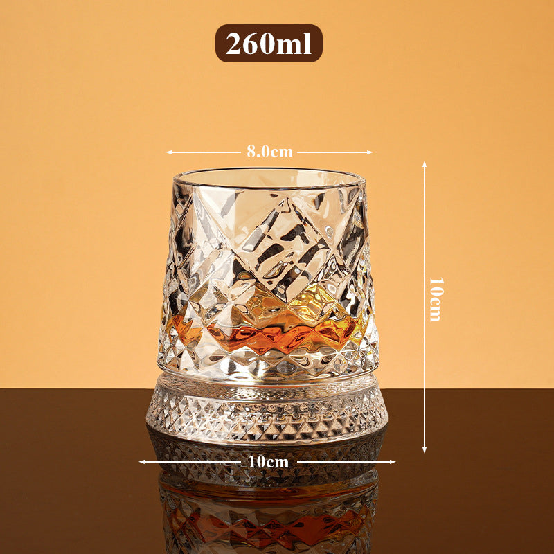 🥃50% OFF NOW! 360° Rotating Whiskey Glass Tumbler – Vintage Embossed Crystal Spinning Old Fashioned Glass, Luxury Rotatable Cocktail Glass for Bar, Home & Party