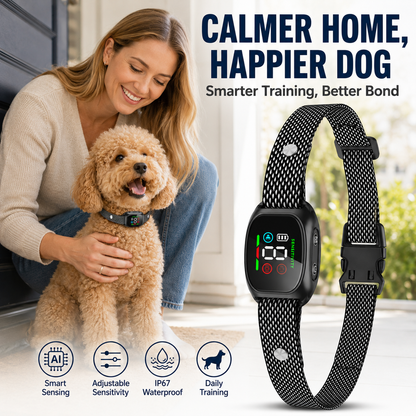 🥳2026 HOT SALE🥳💞50K+ SOLD! 🛡️🐾 50% OFF! Anti Bark Collar – Smart anti‑false triggering filters out other barks. IP67 waterproof & USB rechargeable – worry‑free training anywhere! 💦✅