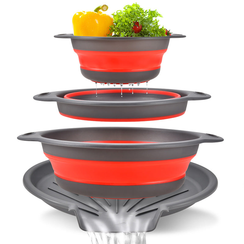 ⏳Time-Limited Special⏰Careluxpro 3-Piece Collapsible Colander Set – With Draining Base, Space Saving, For Fruit Veggies Pasta 🧺
