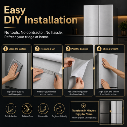 Self-Adhesive Brushed Metal Refrigerator Sticker