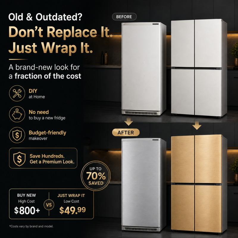 Self-Adhesive Brushed Metal Refrigerator Sticker