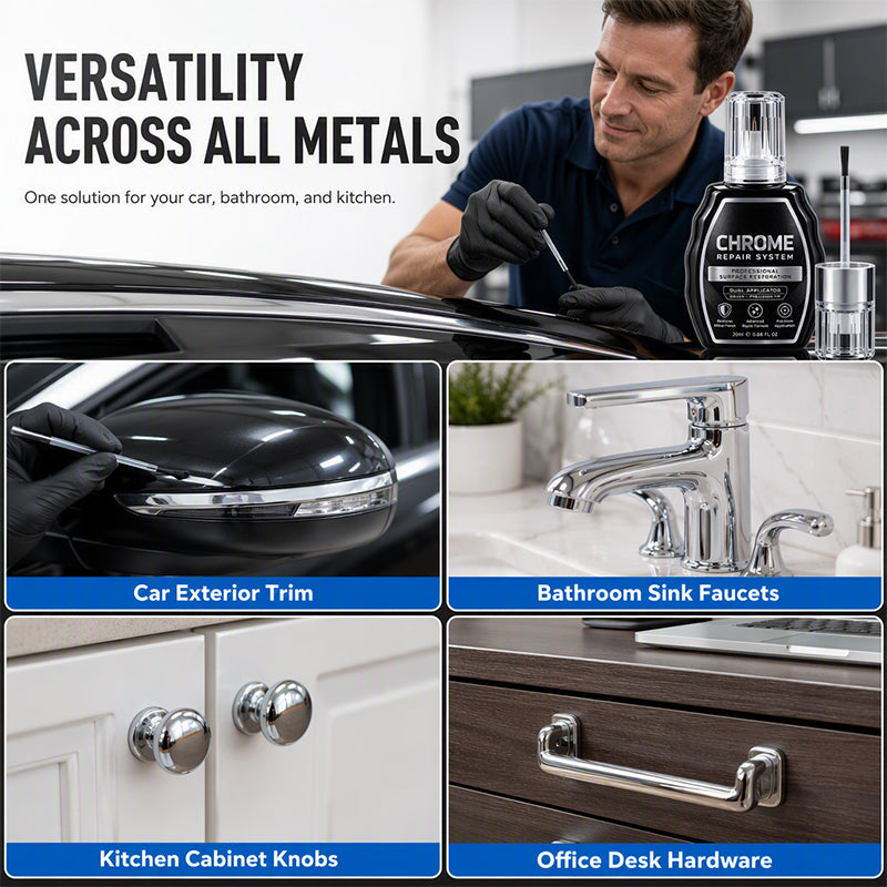🥳 HOT SALE 2026 🥳 💞 50,000+ SOLD! ✨🚗 Chrome Restoration Set – Removes Oxidation & Restores High-Gloss Metallic Finish | Premium Quality