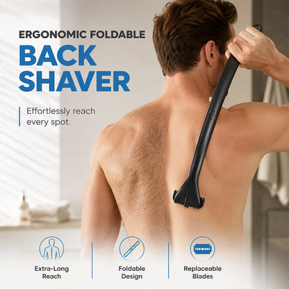 Foldable Manual Back Hair Shaver with Long Handle