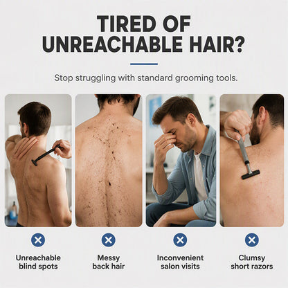 Foldable Manual Back Hair Shaver with Long Handle