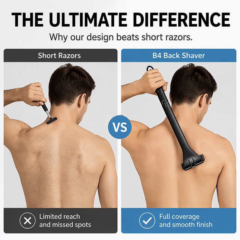 Foldable Manual Back Hair Shaver with Long Handle