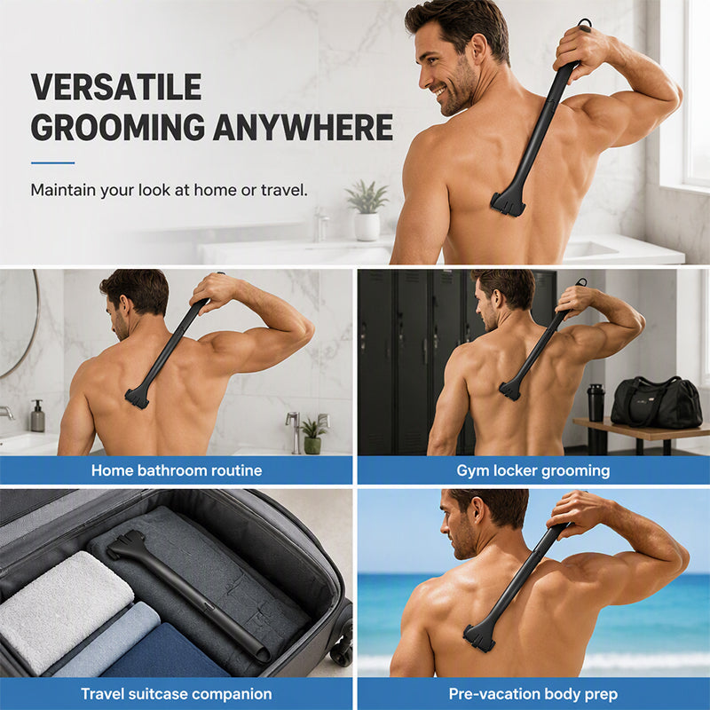 Foldable Manual Back Hair Shaver with Long Handle