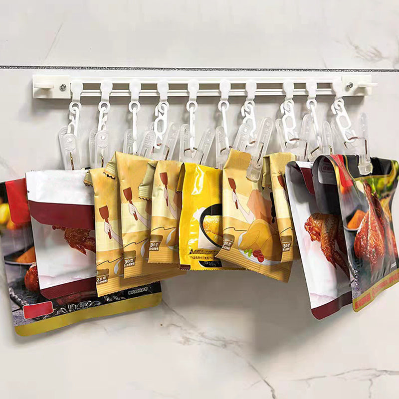 🍳 No-Drill Track Hooks: 10 Sliding Hooks, Strong Adhesive, Space-Saving