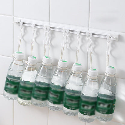 🍳 No-Drill Track Hooks: 10 Sliding Hooks, Strong Adhesive, Space-Saving