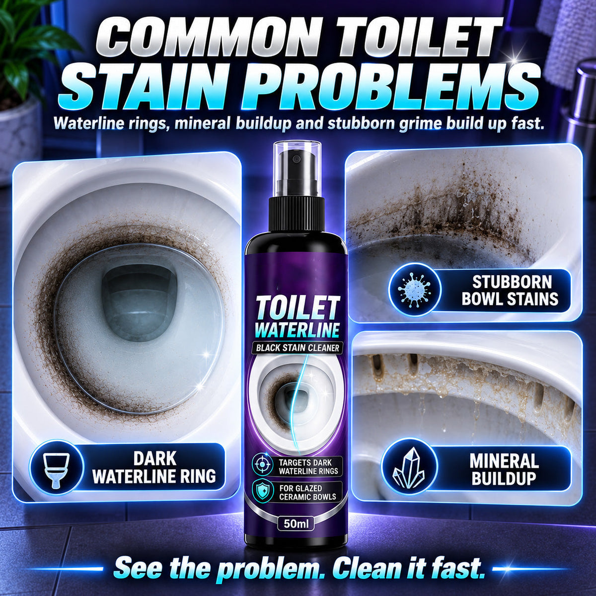 📢📢50% OFF !! ⏰Toilet Bowl Waterline Cleaner Spray