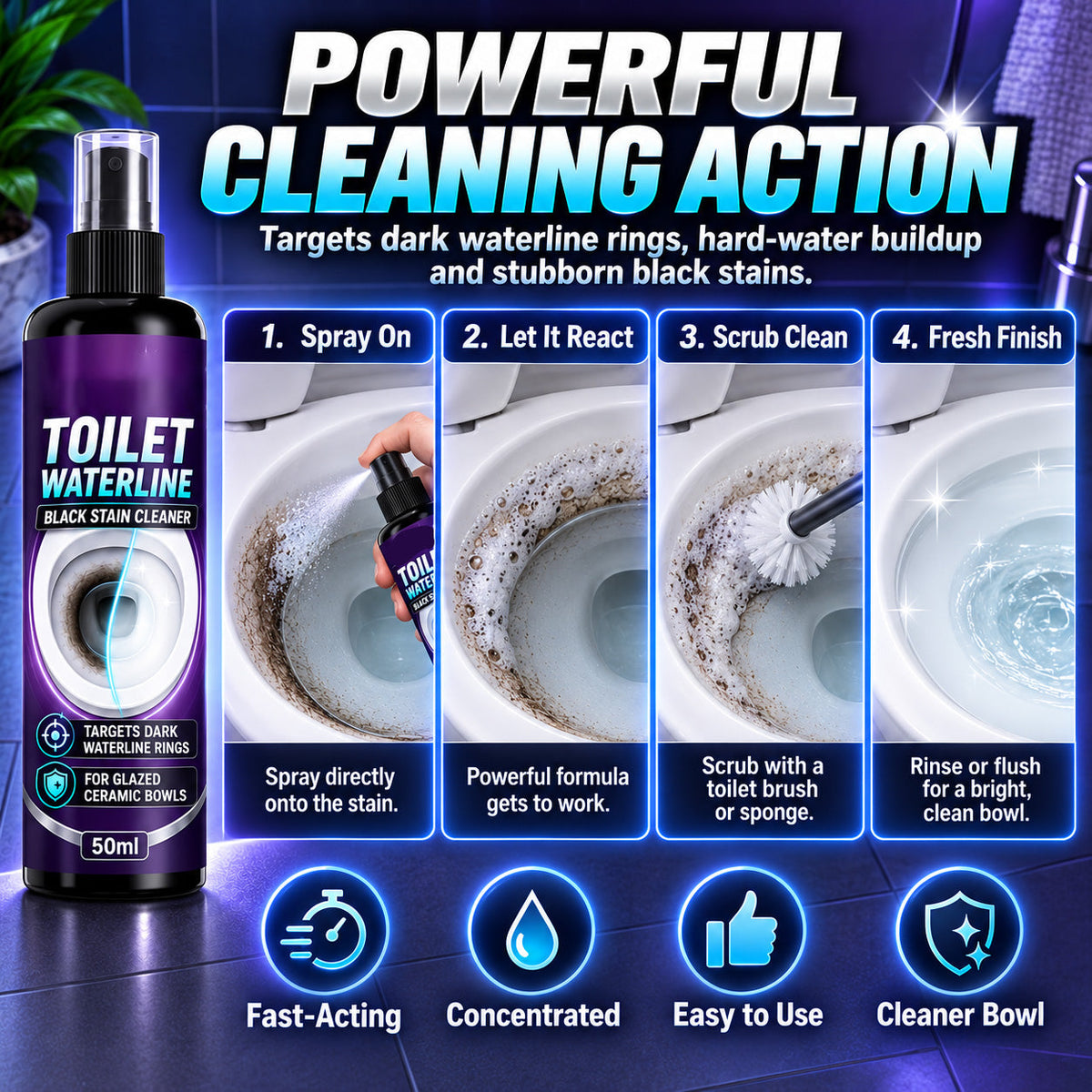 📢📢50% OFF !! ⏰Toilet Bowl Waterline Cleaner Spray
