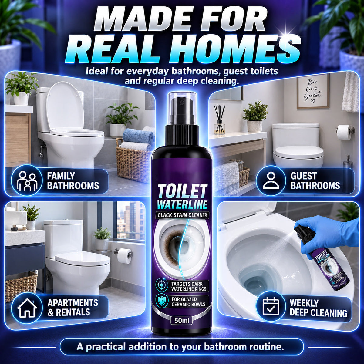 📢📢50% OFF !! ⏰Toilet Bowl Waterline Cleaner Spray