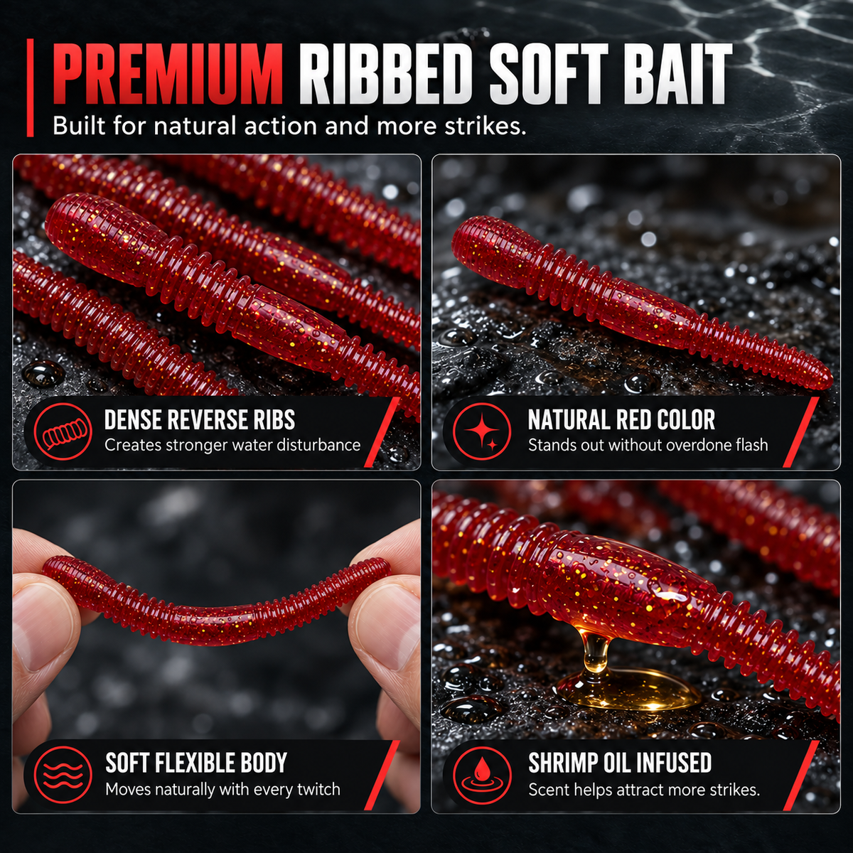 Soft Plastic Worm Fishing Lures